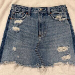 Abercrombie & Fitch Zoe Natural Rise A-Line Jean Skirt 26/2 Distressed Y2K Denim